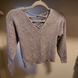 Grey back tie up sweater
